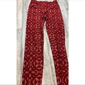 LuLaRoe Women's Red Leggings One Size Stretch Comfort Casual